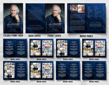 Dark Blue Modern Funeral Memorial Program