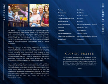 Dark Blue Modern Funeral Memorial Program