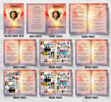 Stairs to Heaven Heart Clouds Funeral Program