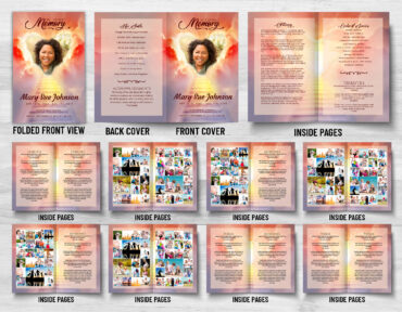 Stairs to Heaven Heart Clouds Funeral Program