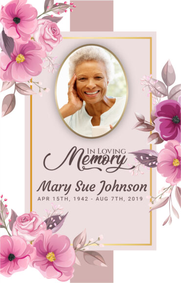 Pink Flowers Funeral Memorial Program