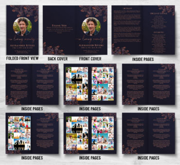 Gold Leaf Funeral Memorial Program