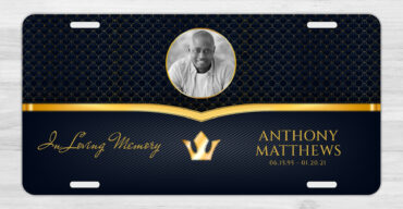 Modern Elegant Gold Funeral Memorial Car Tag