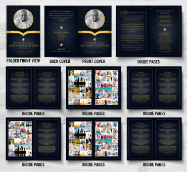 Modern Elegant Gold Funeral Memorial Program