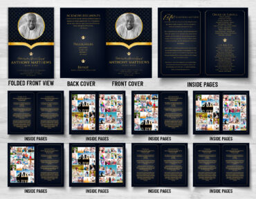 Modern Elegant Gold Funeral Memorial Program