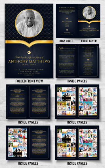 Modern Elegant Gold Funeral Memorial Program