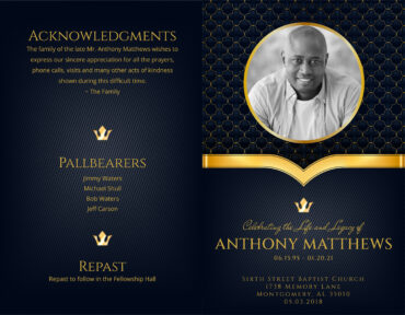 Modern Elegant Gold Funeral Memorial Program