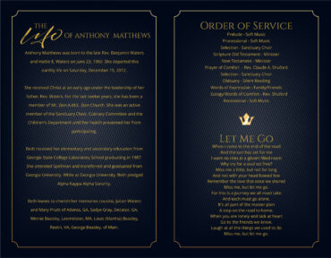 Modern Elegant Gold Funeral Memorial Program