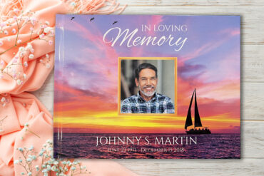 Custom Funeral Memorial Guest Book Ocean Sailboat