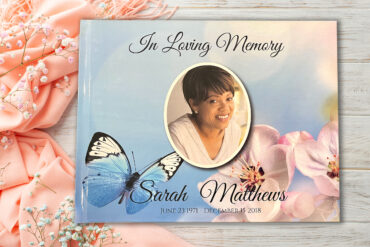 Custom Funeral Memorial Guest Book Flowers Butterfly