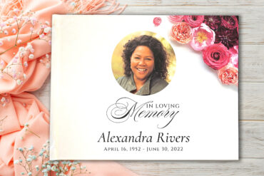 Custom Funeral Memorial Guest Book Roses Flowers