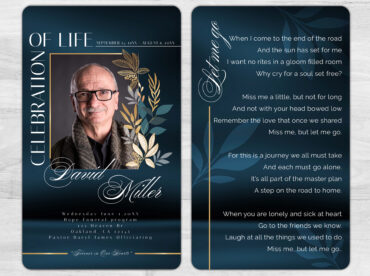 Modern Blue Funeral Memorial Prayer Card