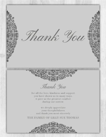 Funeral Memorial Thank You Card