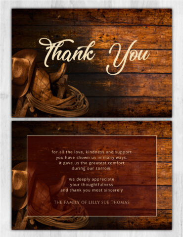 Cowboy Funeral Memorial Thank You Card