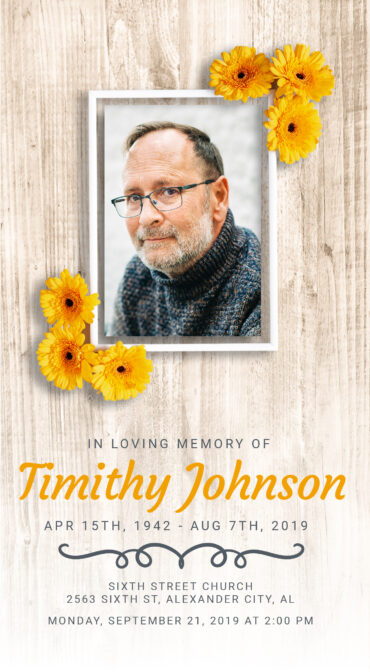 Yellow Flowers Funeral Program