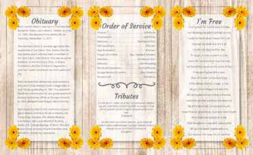 Yellow Flowers Funeral Program