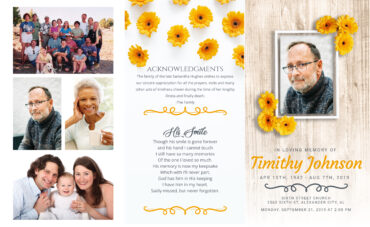 Yellow Flowers Funeral Program