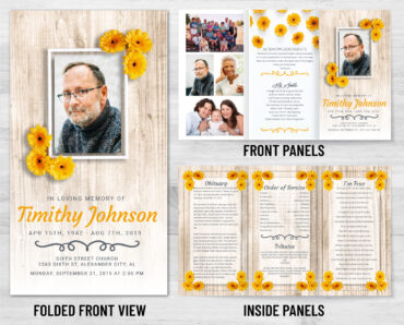 Yellow Flowers Funeral Program