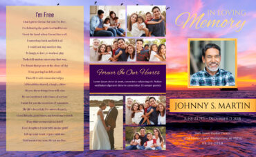 Purple Ocean Sunset Funeral Program