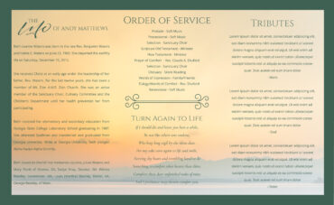 Green sunset lake funeral program
