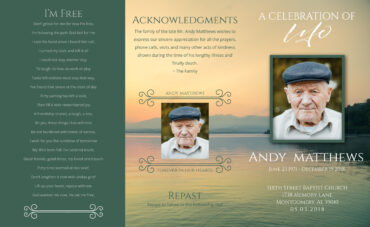 Green sunset lake funeral program