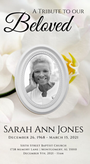 white Flowers Funeral Program