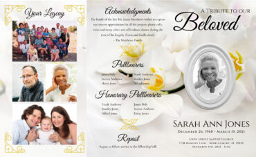 white Flowers Funeral Program