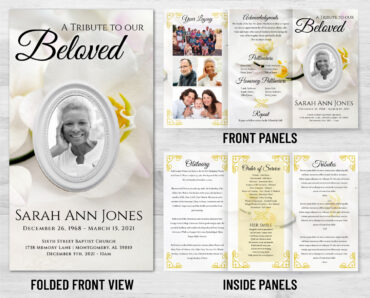 white Flowers Funeral Program