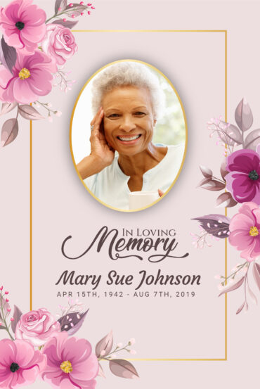 Pink Flowers Funeral Memorial Poster