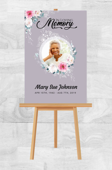 Purple Flowers Funeral Memorial Poster