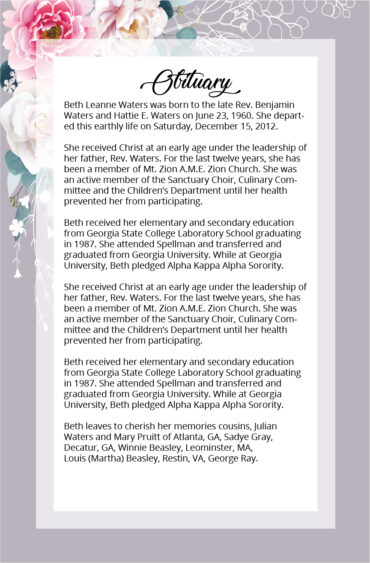 Purple Flowers Funeral Memorial Program