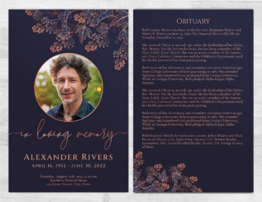 Gold Leaf Funeral Memorial Program