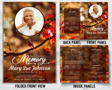 Red Cardinal Funeral Memorial Program