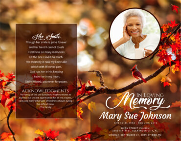 Red Cardinal Funeral Memorial Program