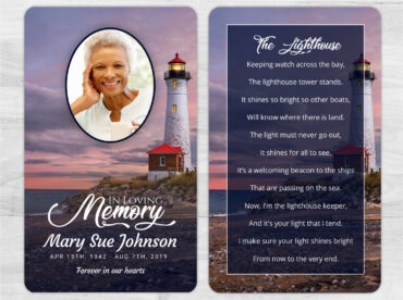 Lighthouse Ocean Funeral Memorial Card