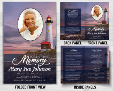 Lighthouse Ocean Funeral Memorial Program