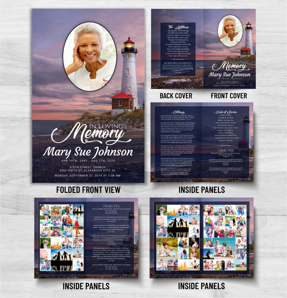 Lighthouse Ocean Funeral Memorial Program