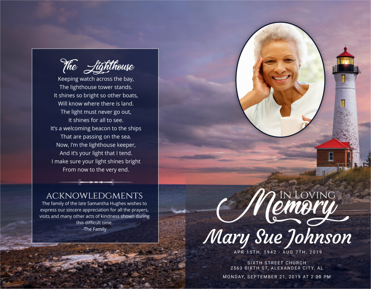 Lighthouse Ocean Funeral Memorial Program