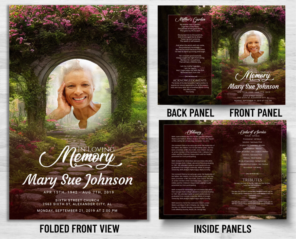 Secret Garden Funeral Memorial Program