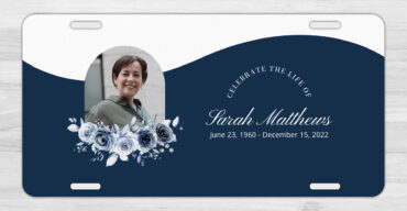 Blue Floral Memorial Car Tag