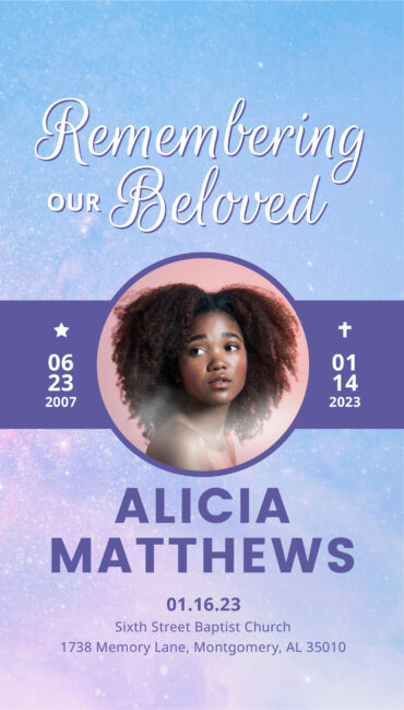 Purple and Blue Funeral Memorial Program
