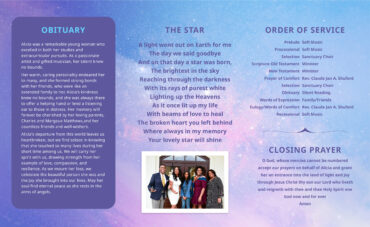 Purple and Blue Funeral Memorial Program
