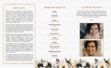 Black and Gold floral Funeral Memorial Program