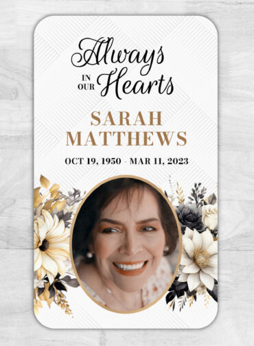Black and Gold Floral Funeral Memorial Magnet