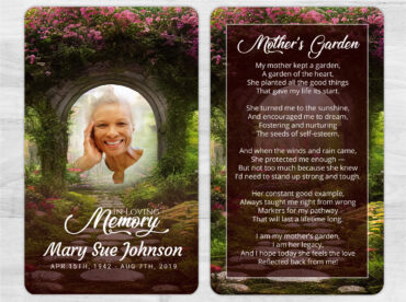 Secret Garden Funeral Memorial Prayer Card