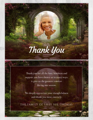 Secret Garden Funeral Memorial Thank You Card