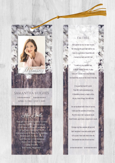 Flower Funeral Memorial Bookmark