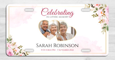 Pink Floral Memorial Car Tag