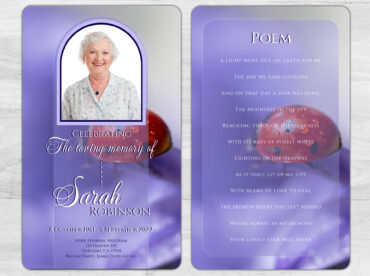 Purple Lady Bug Memorial Prayer Card