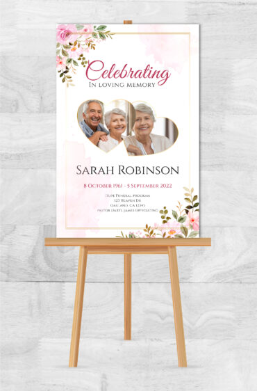 Pink Floral Memorial Poster